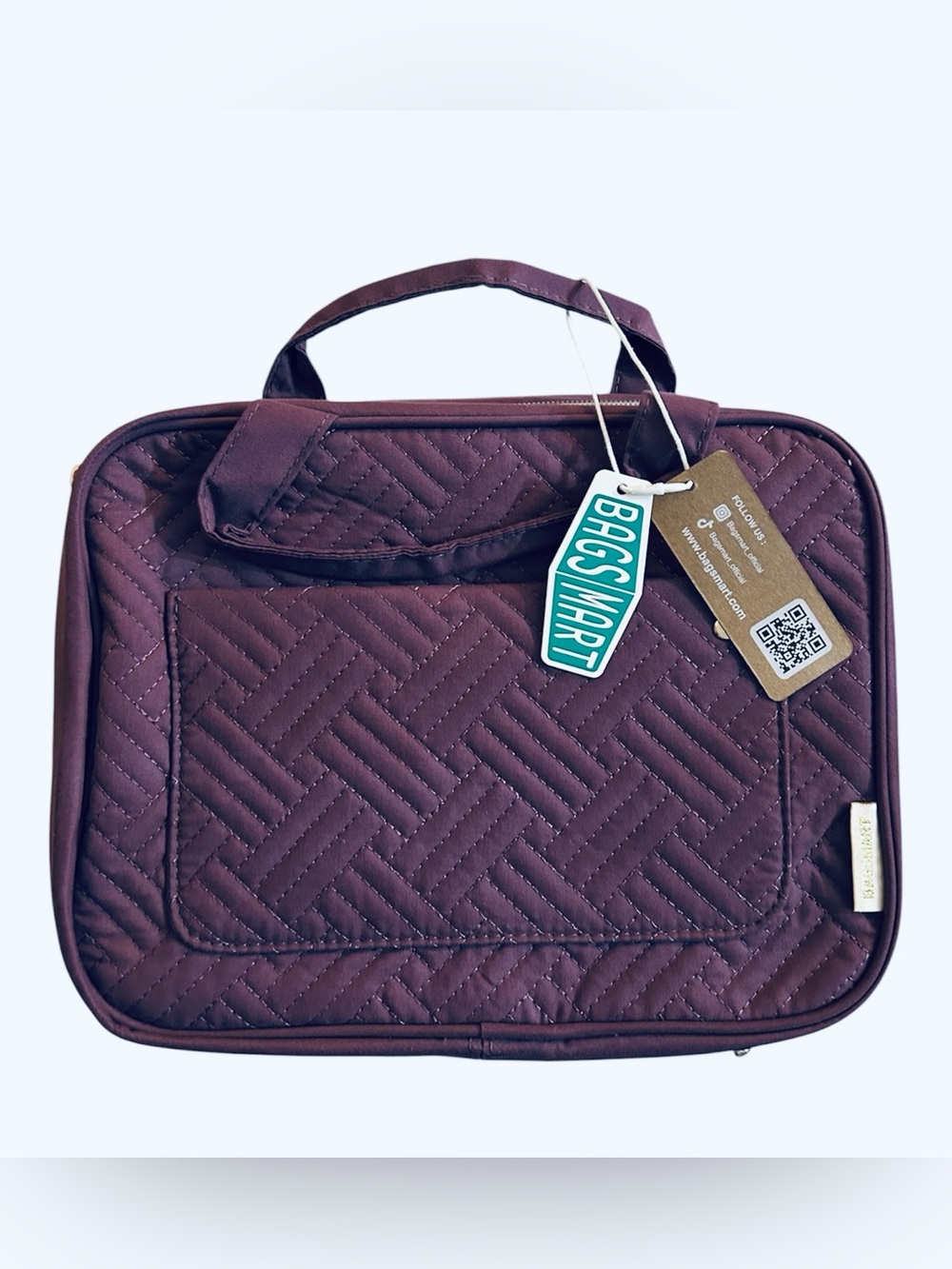 Bags Mart Quilted Toiletries Carry Case - Deep Plum